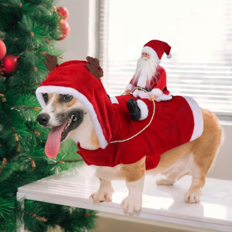 🐕Hond Kerstkleding Kerstman Rijdend Hert 🎄