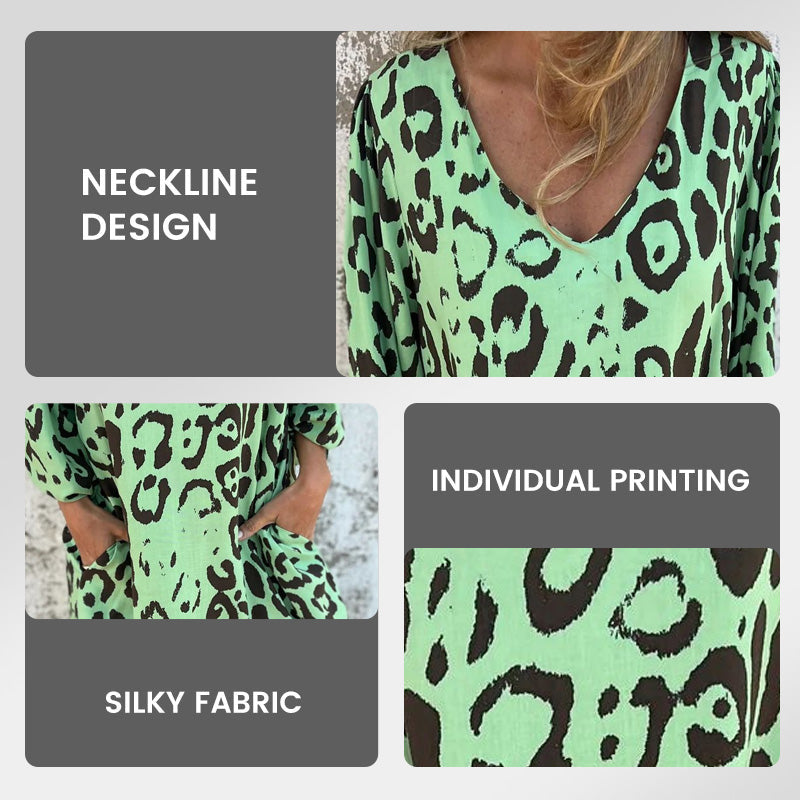 💐Promotie nieuwe producten - 50% KORTING🔥Flowy jurk met V-hals en zakken