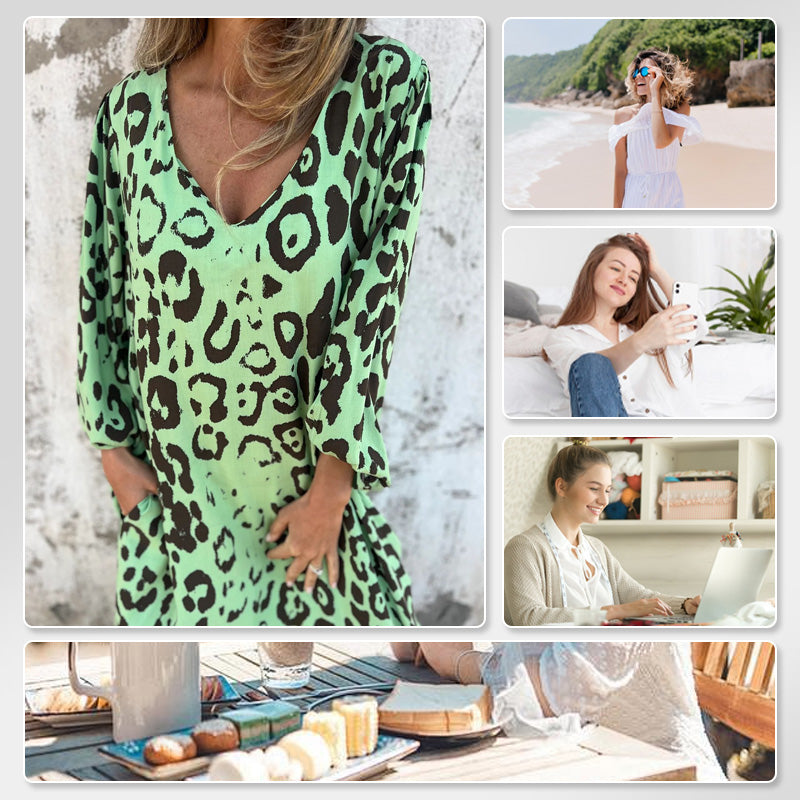 💐Promotie nieuwe producten - 50% KORTING🔥Flowy jurk met V-hals en zakken