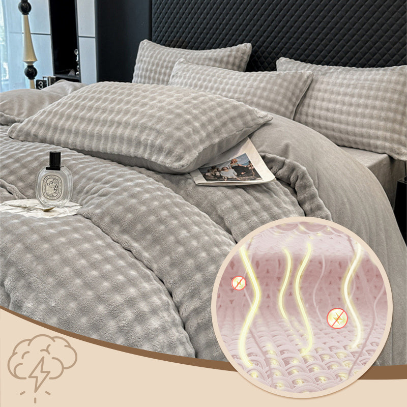 🛏️ NU 50% KORTING! ✨ Winter Fluffy Plush Milk Velvet dekbedset - Ultrazacht thermisch ontwerp met modern borduurwerk voor gezellig beddengoed 🏠❄️