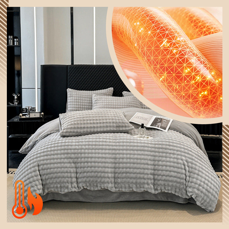 🛏️ NU 50% KORTING! ✨ Winter Fluffy Plush Milk Velvet dekbedset - Ultrazacht thermisch ontwerp met modern borduurwerk voor gezellig beddengoed 🏠❄️