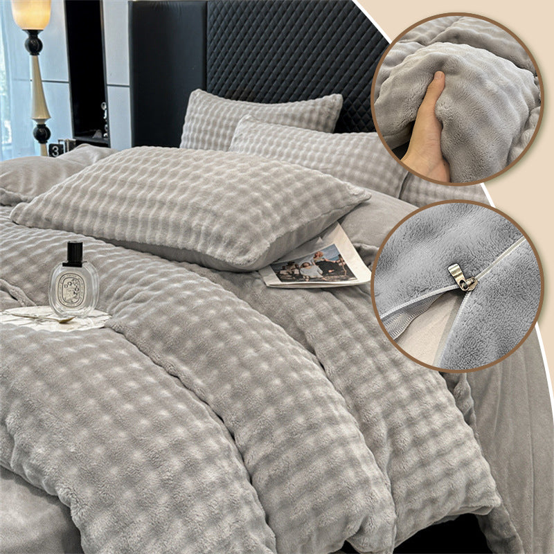 🛏️ NU 50% KORTING! ✨ Winter Fluffy Plush Milk Velvet dekbedset - Ultrazacht thermisch ontwerp met modern borduurwerk voor gezellig beddengoed 🏠❄️