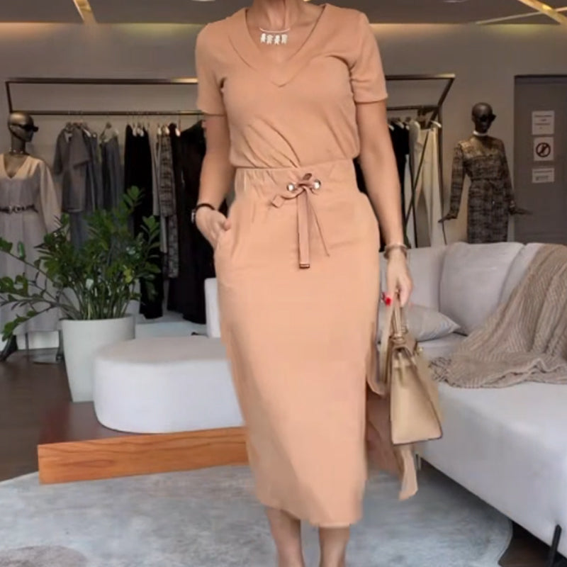 ⏳ Beperkte tijd 50% korting! 💥Dames V-hals Top en Rok Set