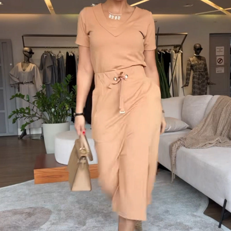 ⏳ Beperkte tijd 50% korting! 💥Dames V-hals Top en Rok Set
