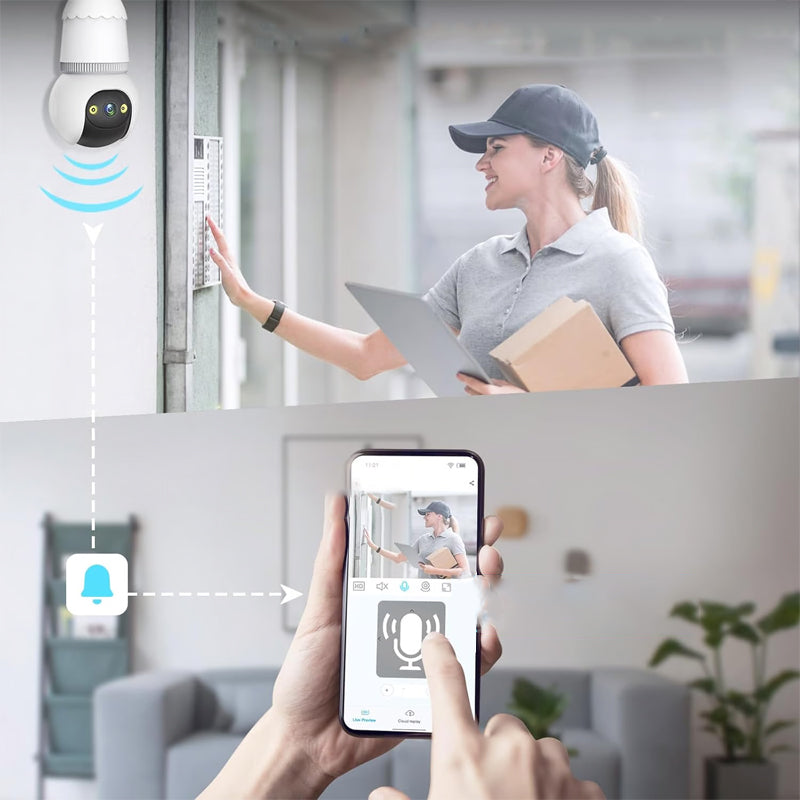 🔥 Gloednieuwe upgrade ✨ 4MP lampwerkcamera met beveiliging, 5G & 2,4GHz draadloos, voor binnen en buiten, met nachtzicht.