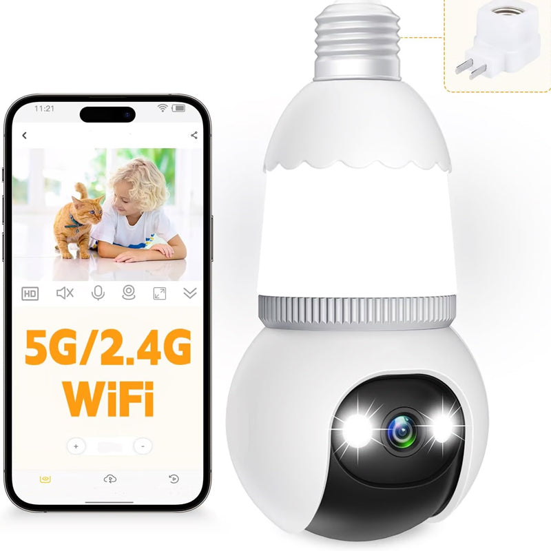 🔥 Gloednieuwe upgrade ✨ 4MP lampwerkcamera met beveiliging, 5G & 2,4GHz draadloos, voor binnen en buiten, met nachtzicht.