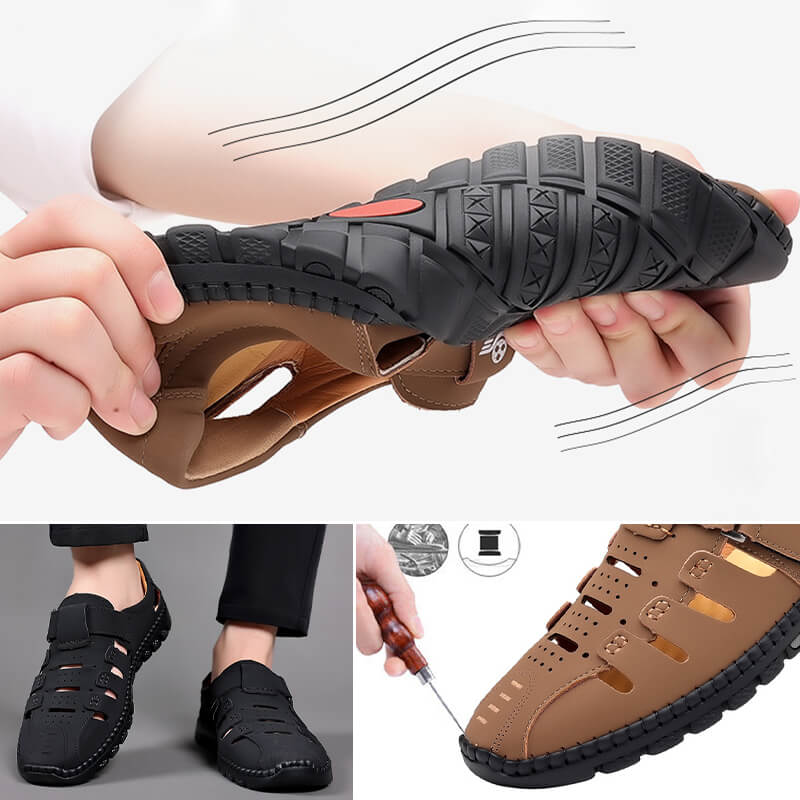 Laatste dag uitverkoop 50%-Stijlvol Leren Holle Sandalen