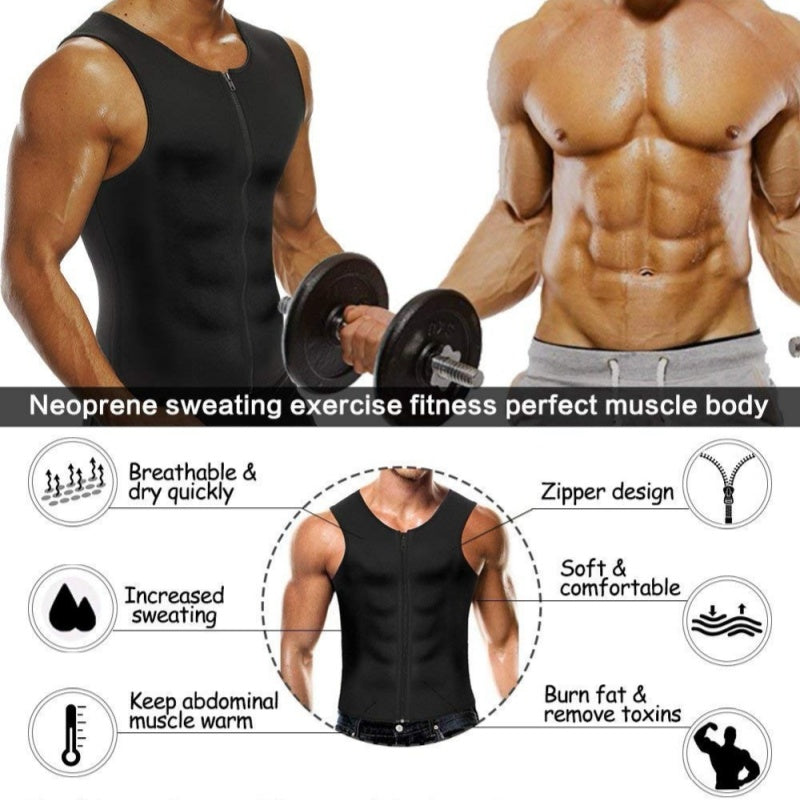 Heren workout tanktop met rits en body shaper
