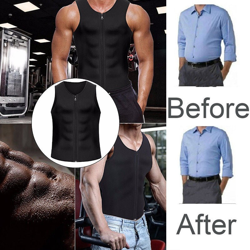 Heren workout tanktop met rits en body shaper