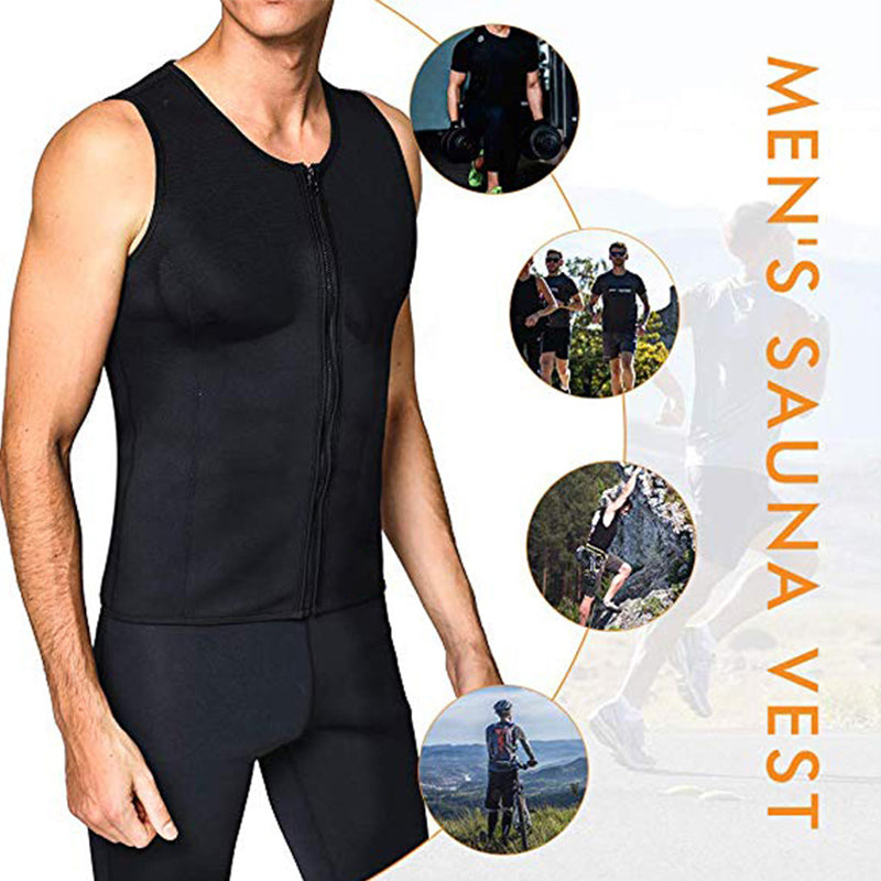 Heren workout tanktop met rits en body shaper
