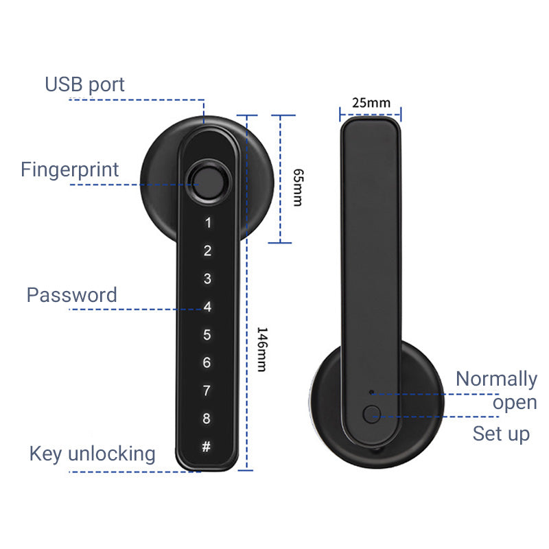 🔥Uitverkoop 50% Korting🔥Vingerafdruk Smart Door Lock Handle met Bluetooth APP controle📱🔒