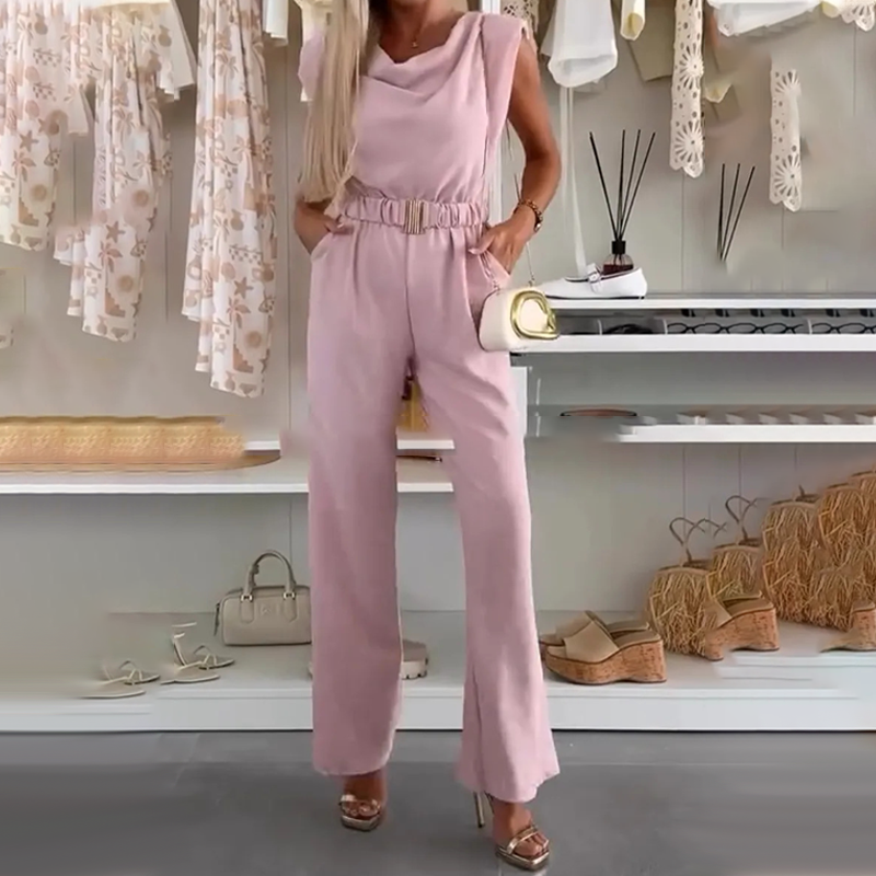 🎁2026 Nieuw binnen 50% KORTING💥Damesjumpsuit zonder mouwen en gedrapeerde hals
