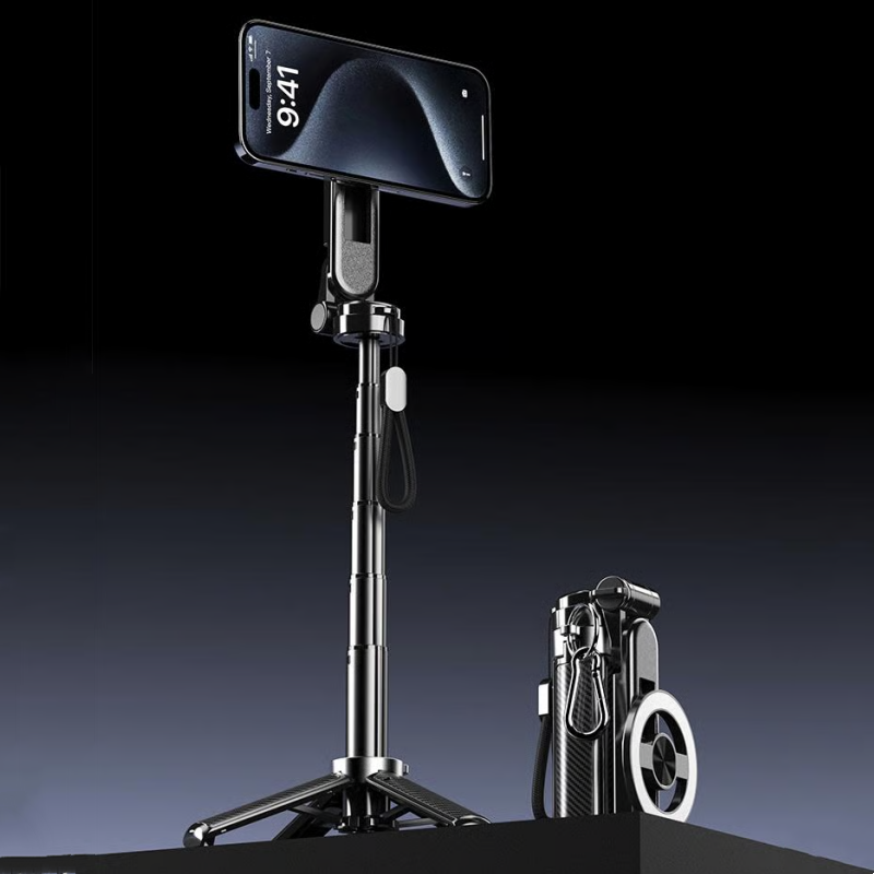 4-in-1 Magnetische Selfiestick met Statief - 360° Draaibaar & Afstandsbediening