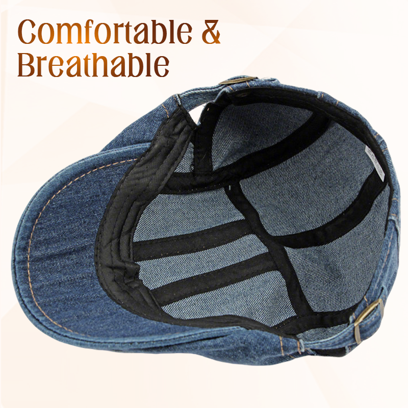🍃 TIJDELIJK 50% KORTING! 👒 Unisex Denim Newsboy Cap – Tijdloos, Verstelbaar, Ademend 🍂