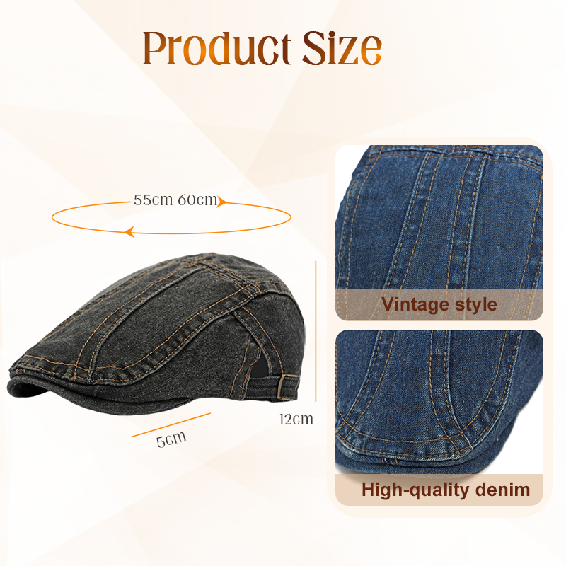 🍃 TIJDELIJK 50% KORTING! 👒 Unisex Denim Newsboy Cap – Tijdloos, Verstelbaar, Ademend 🍂