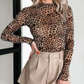 🎁2026 Nieuw binnen 50% KORTING💥Luipaard Mesh Top met Lange Mouwen