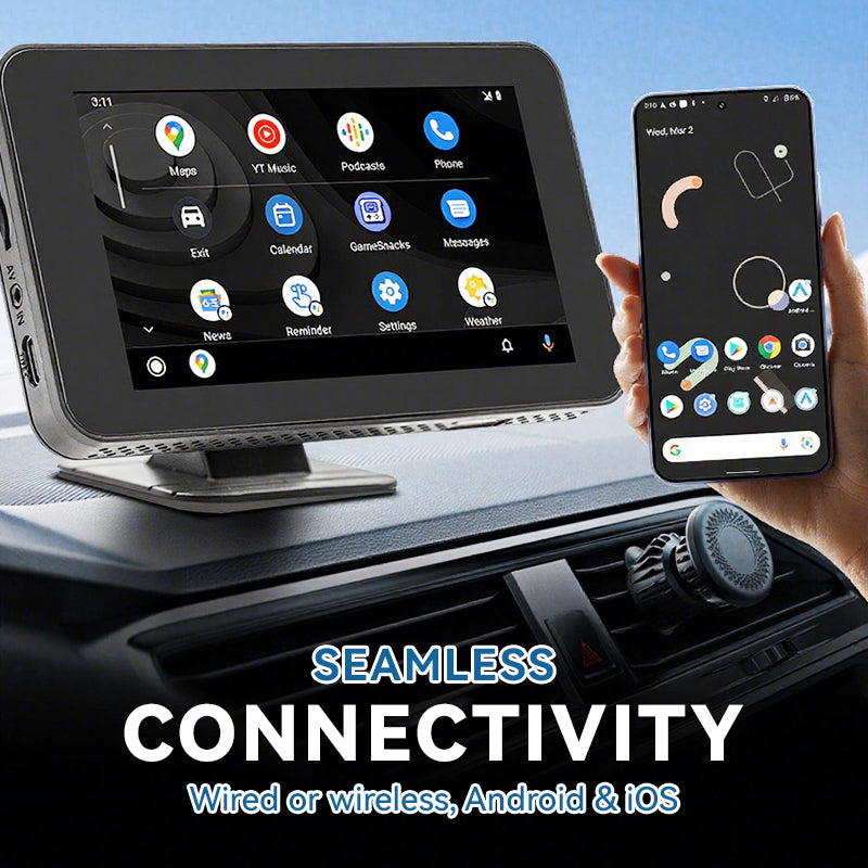 📱4,7-inch HD-touchscreen multimediaspeler voor in de auto — Met een simpele veegbeweging verandert uw auto in een slim entertainmentcentrum! 🚗✨