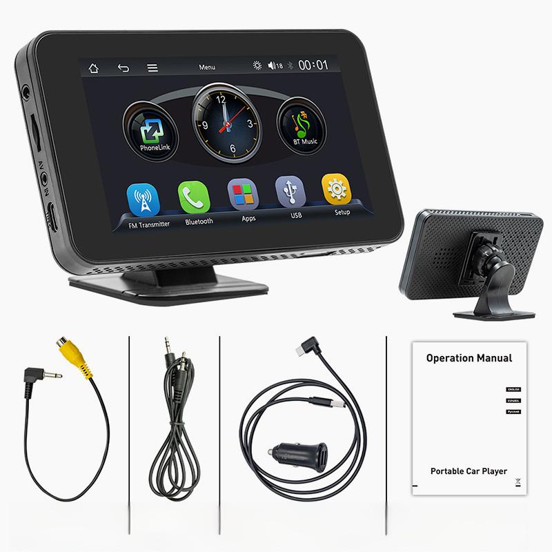 📱4,7-inch HD-touchscreen multimediaspeler voor in de auto — Met een simpele veegbeweging verandert uw auto in een slim entertainmentcentrum! 🚗✨