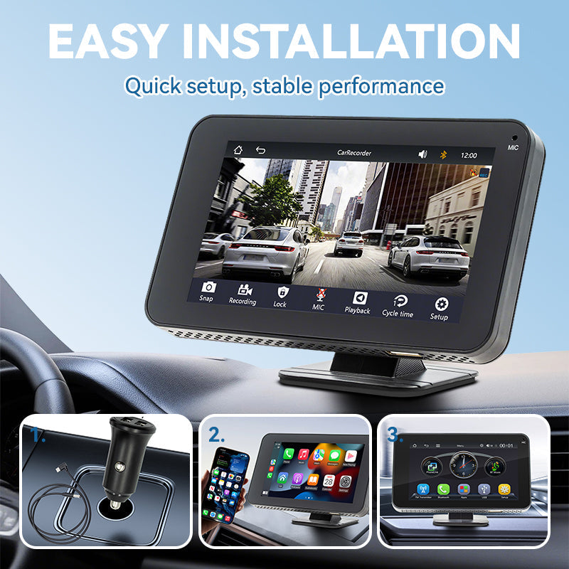 📱4,7-inch HD-touchscreen multimediaspeler voor in de auto — Met een simpele veegbeweging verandert uw auto in een slim entertainmentcentrum! 🚗✨