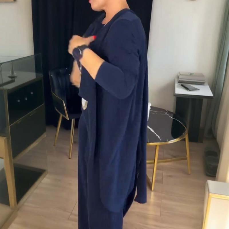⏳Tijdelijke aanbieding⏰Elegante 3-delige set inclusief lange cardigan, top en broek💞