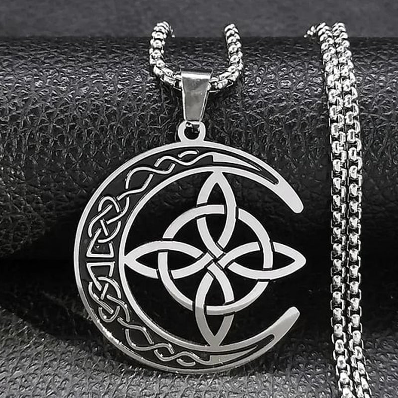🔥 LAATSTE DAG PROMOTIE – 50% KORTING! 🔥🌙 Keltische maan hanger ketting – roestvrij staal, genderneutraal symbool van kracht en bescherming