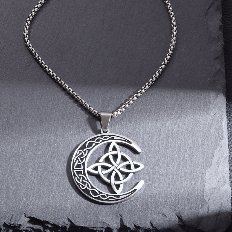 🔥 LAATSTE DAG PROMOTIE – 50% KORTING! 🔥🌙 Keltische maan hanger ketting – roestvrij staal, genderneutraal symbool van kracht en bescherming