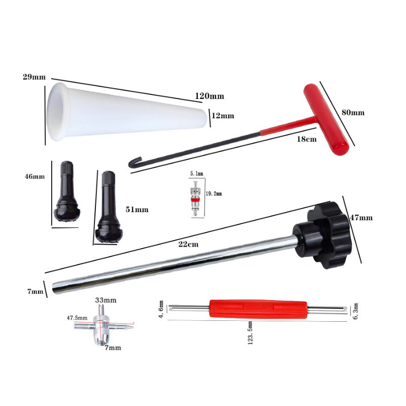 Snelwisselgereedschapsset voor Autoventielen – Multi-Voertuig Compatible – Efficiënt Bandonderhoud voor Auto/Motor/Grasmaaier!