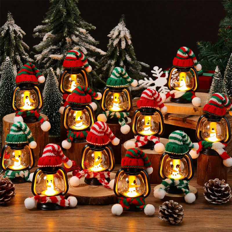 ⏳ Tijdelijk 50% korting ⏰ Kerstdecoratie Mini Sneeuwpop Lantaarn met Hoedjes en Sjaals 🎄⛄