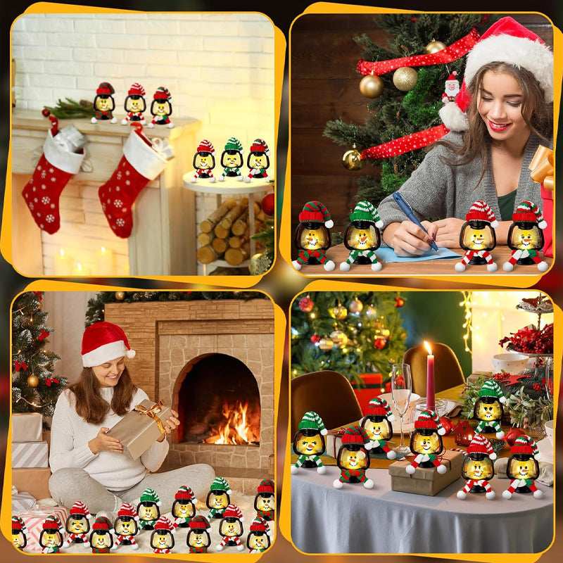 ⏳ Tijdelijk 50% korting ⏰ Kerstdecoratie Mini Sneeuwpop Lantaarn met Hoedjes en Sjaals 🎄⛄