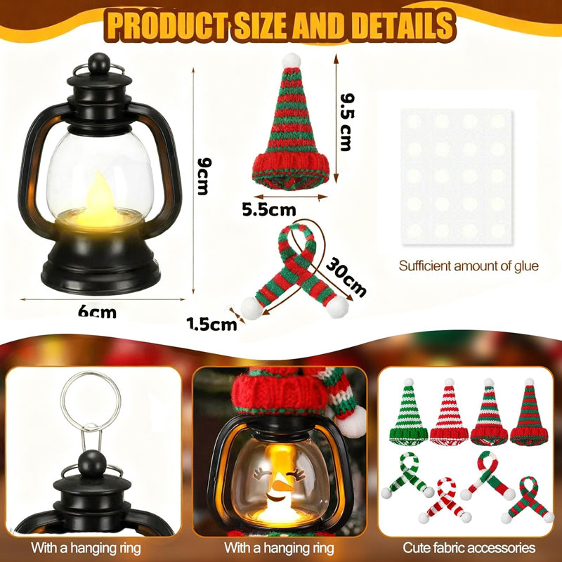 ⏳ Tijdelijk 50% korting ⏰ Kerstdecoratie Mini Sneeuwpop Lantaarn met Hoedjes en Sjaals 🎄⛄