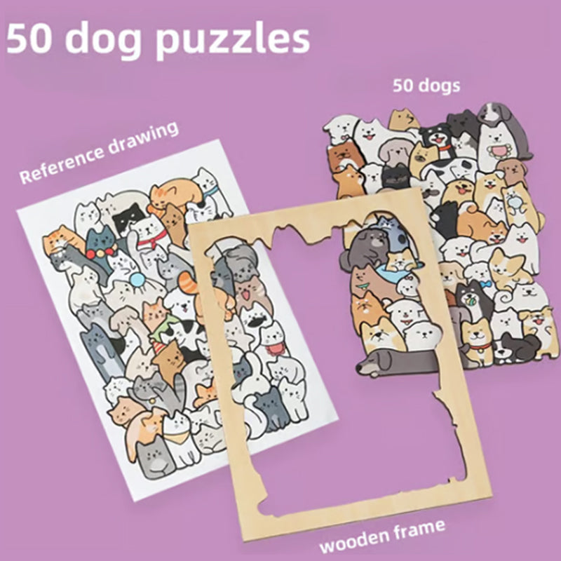⏳Tijdelijke aanbieding! 🧩Houten puzzel van 135 stukjes in gedempte tinten, met een kattenmotief.