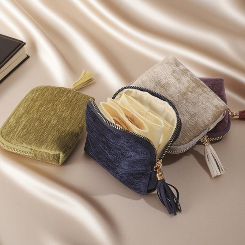 Mini reis make-up tasje voor sieraden met ritssluiting