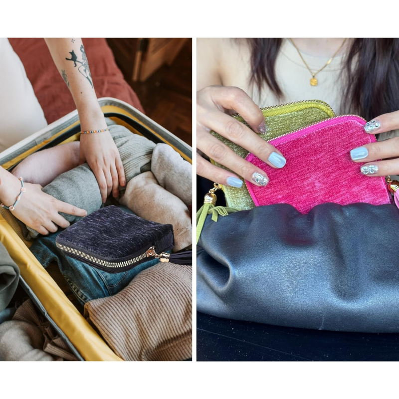Mini reis make-up tasje voor sieraden met ritssluiting