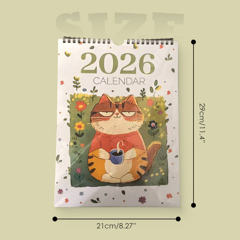 Verticale muurkalender 2026 met kattenthema