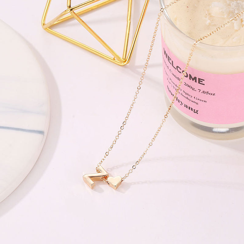 Kleine Halsketting met Gouden Hart en Letter