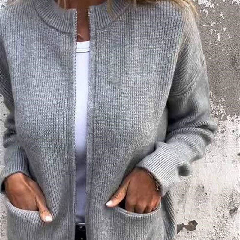 🎁2026 Nieuw binnen 50% KORTING💥🔥Zachte & warme gebreide damesjas met rits – pluist niet🧥
