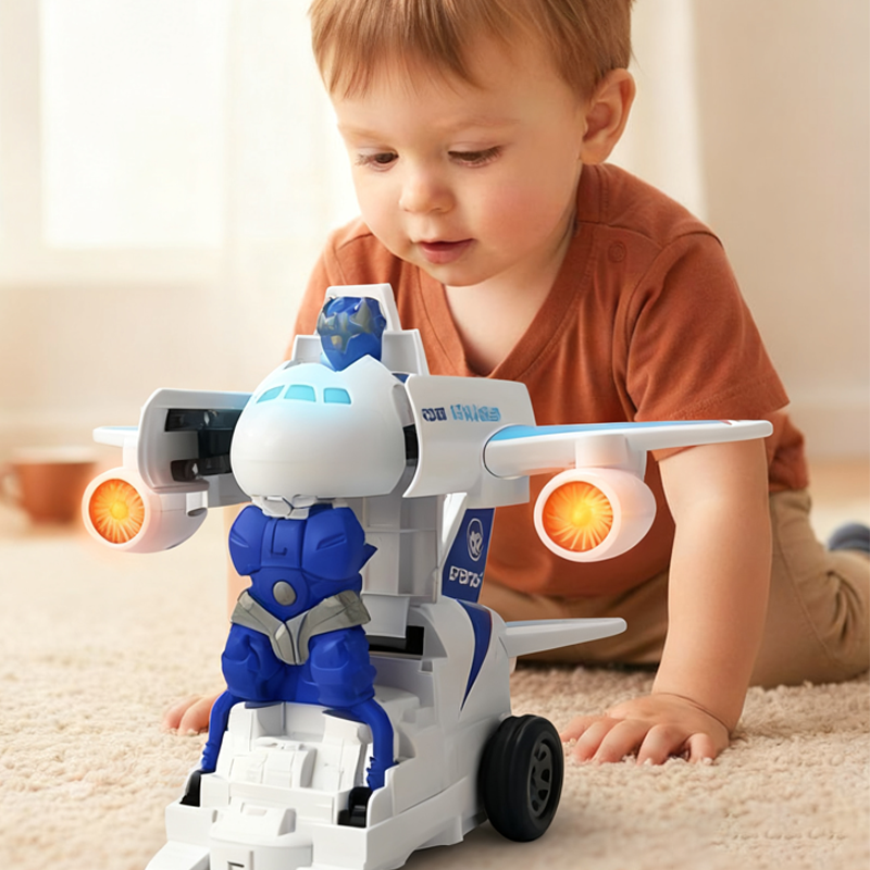 2-in-1 elektrische transformerende vliegtuigrobot speelgoed