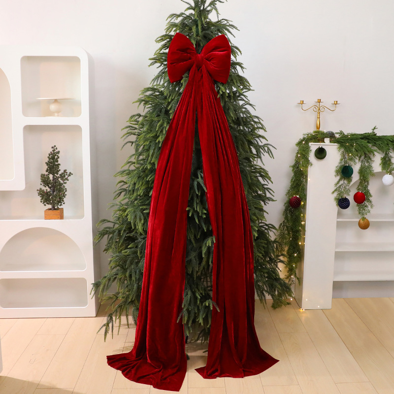 🔥 Kerstvoorverkoop 50% KORTING! ✨ Luxe Strik Versiering - Extra Lang Stroken, Zacht Fluweel, Feestelijke Sfeer 🎀🎄