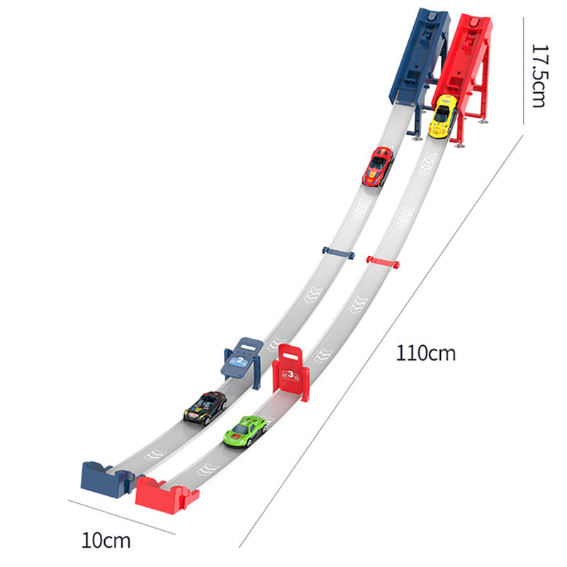 🔥 50% KORTING ! ✨ Dubbele Racebaan Set - 110cm Zwaartekrachtbaan, Eénknops Lancering, Spannend Ouder-kind Spel 🚗⚡