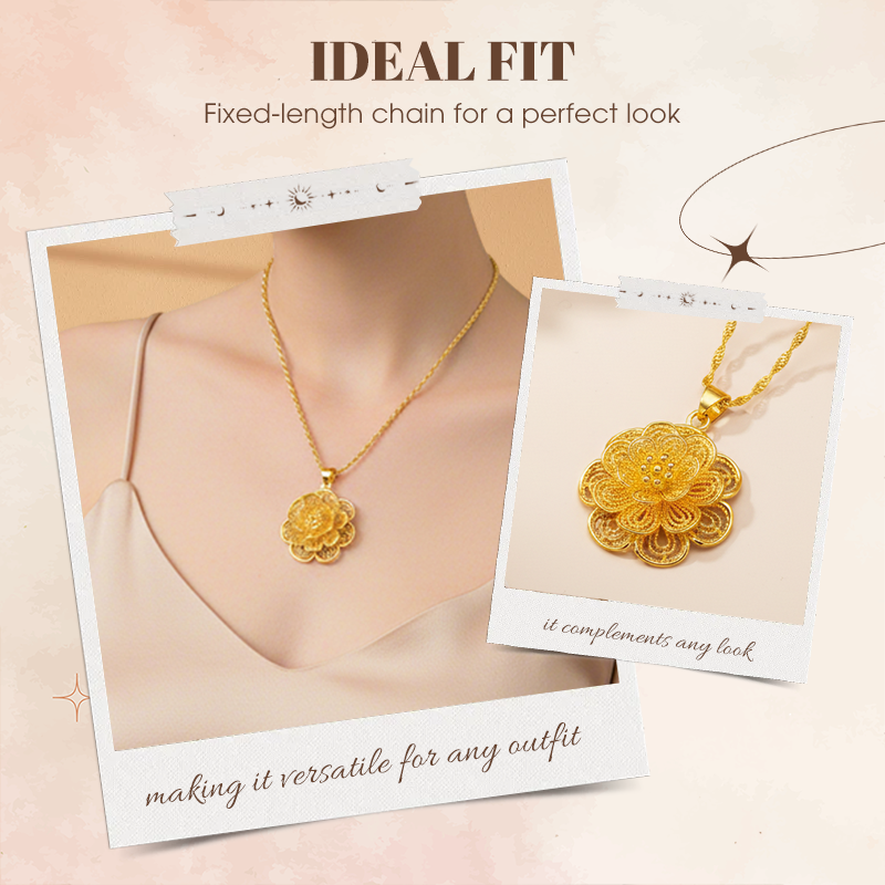 Elegante gouden bloemenhanger ketting