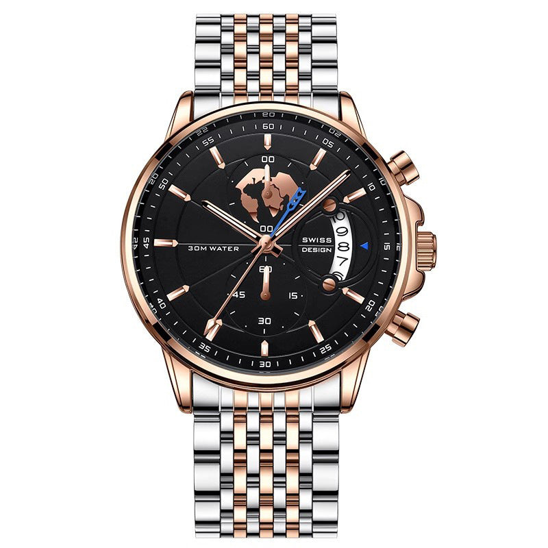 Lichtgevend waterdicht quartzhorloge voor heren