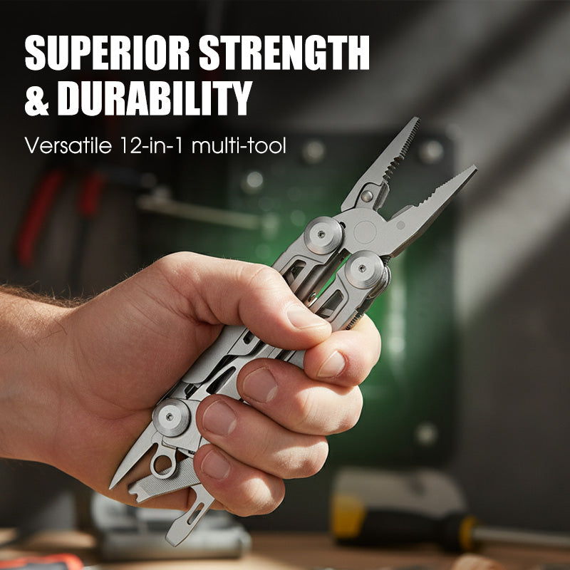 ✨ 12-in-1 Roestvrijstalen Opvouwbare Multitooltang – Alles-in-één Gadget, Duurzaam Staal & Compact Design (Perfect voor Outdoor & Thuis Reparaties!)