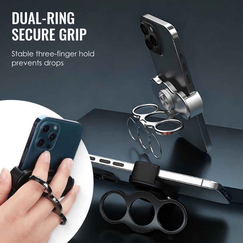 🔥Hot Sale🔥Dubbele ring met drie vingers en clip aan de achterkant
