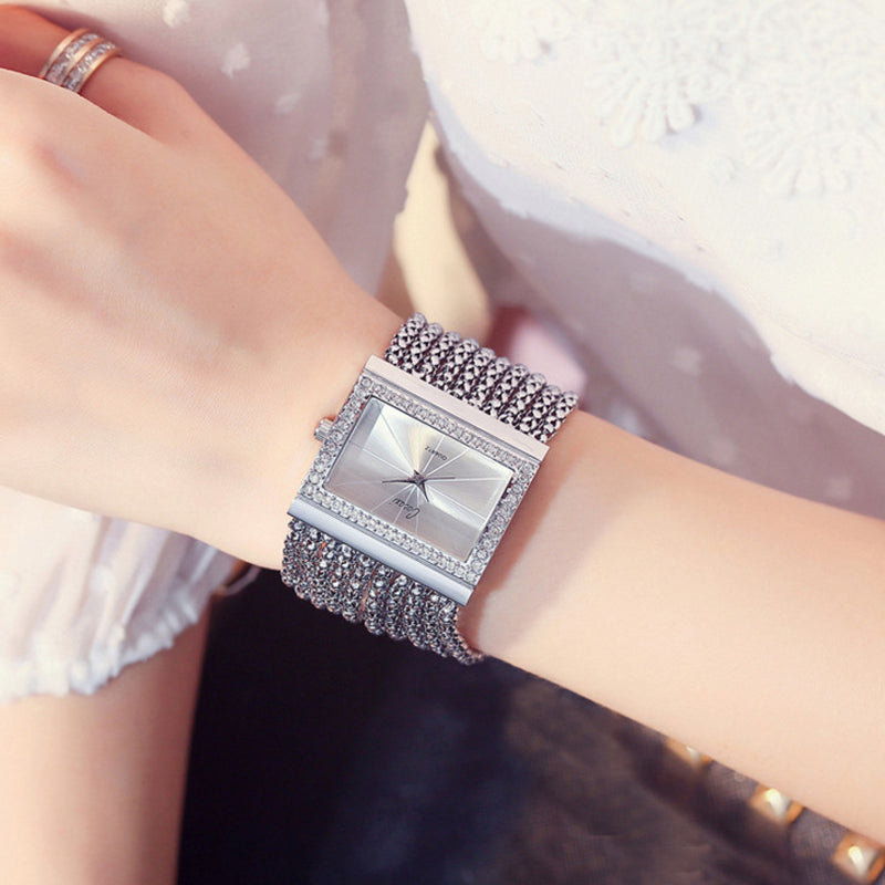 🎄🎁Kerstspecial: 50% KORTING💥Dameshorloge met strass en kwarts, vierkant