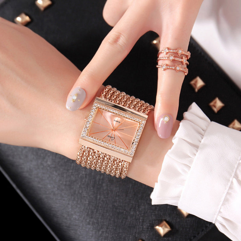 🎄🎁Kerstspecial: 50% KORTING💥Dameshorloge met strass en kwarts, vierkant
