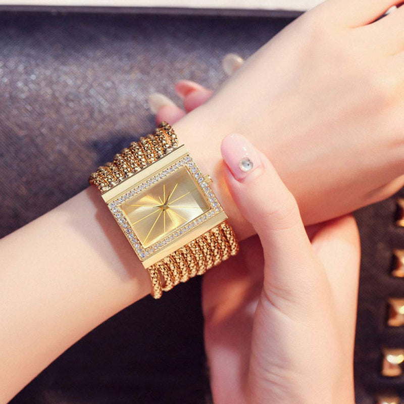 🎄🎁Kerstspecial: 50% KORTING💥Dameshorloge met strass en kwarts, vierkant