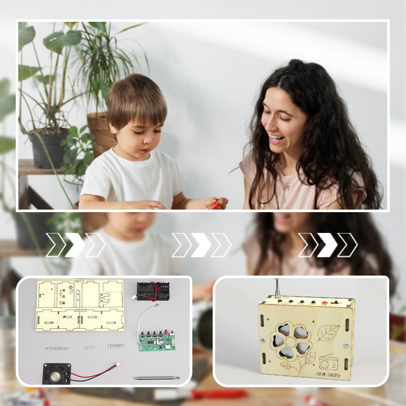 Educatief kinderspeelgoed DIY miniradio