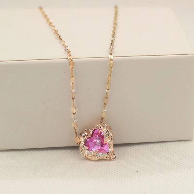 💕Kleurrijke oceaanhart hanger titanium ketting