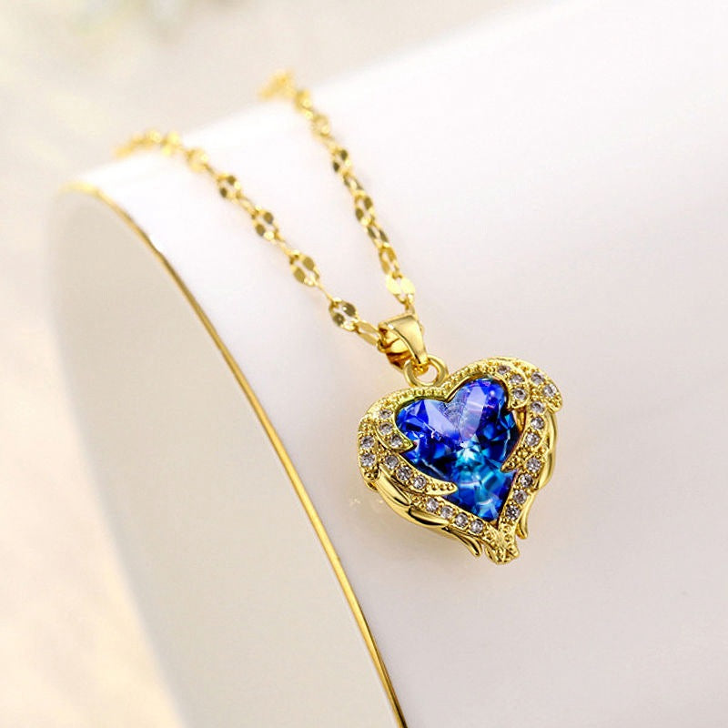 💕Kleurrijke oceaanhart hanger titanium ketting
