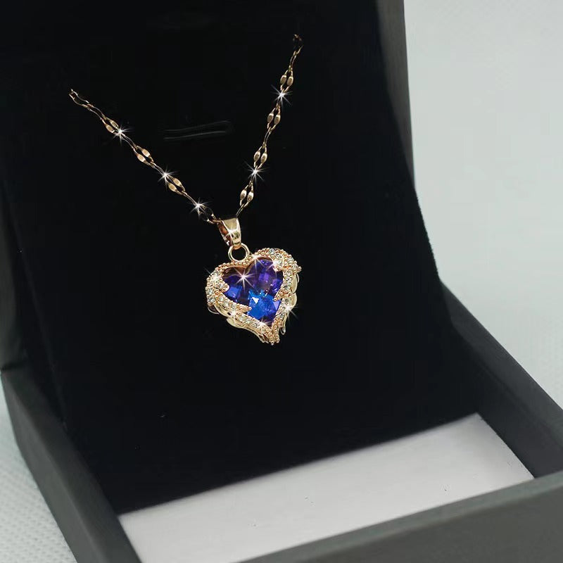 💕Kleurrijke oceaanhart hanger titanium ketting